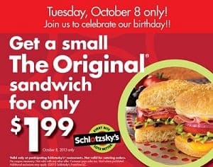 Schlotzsky's coupons deals