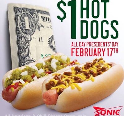 $1 Hot Dogs at Sonic February 17